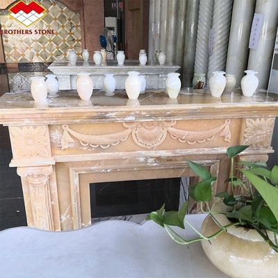 Chambre de séjour de la villa cheminée entourée modernes Chamines en pierre de marbre intérieures sur mesure