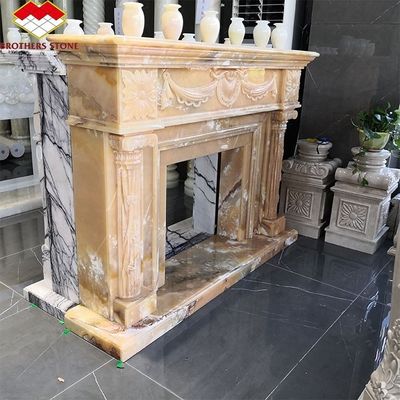 Chambre de séjour de la villa cheminée entourée modernes Chamines en pierre de marbre intérieures sur mesure