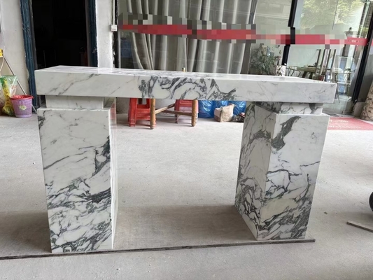 Luxe Moderne intérieure Salon Rectangle Console d'entrée Table de marbre polonais Italie Arabescato Marbre Plinth Stand Marbre