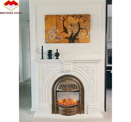 Chemin à feu de style italien moderne en marbre manteau intérieur décoratif cheminée en pierre en granit