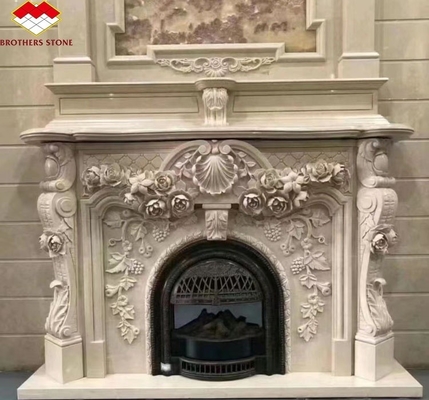 Chemin à feu de style italien moderne en marbre manteau intérieur décoratif cheminée en pierre en granit