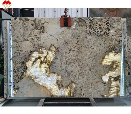 Design moderne fournisseur d'or rétroéclairé polissé Patagonie Pandora Quartzite Veneer Slab Cristal Blanc Onyx Translucide