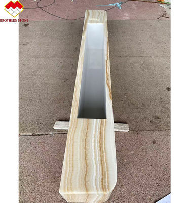 Tableau de télévision personnalisé en onyx blanc en marbre ensemble de support de table en bois avec des veines en bois blanc élégante meubles de salon