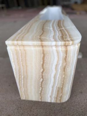Tableau de télévision personnalisé en onyx blanc en marbre ensemble de support de table en bois avec des veines en bois blanc élégante meubles de salon