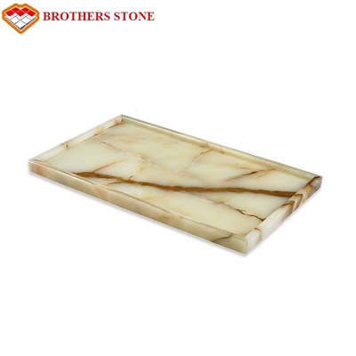 Plat vert clair de luxe de dalle d'onyx de jade pour l'ornement à haute teneur d'intérieur