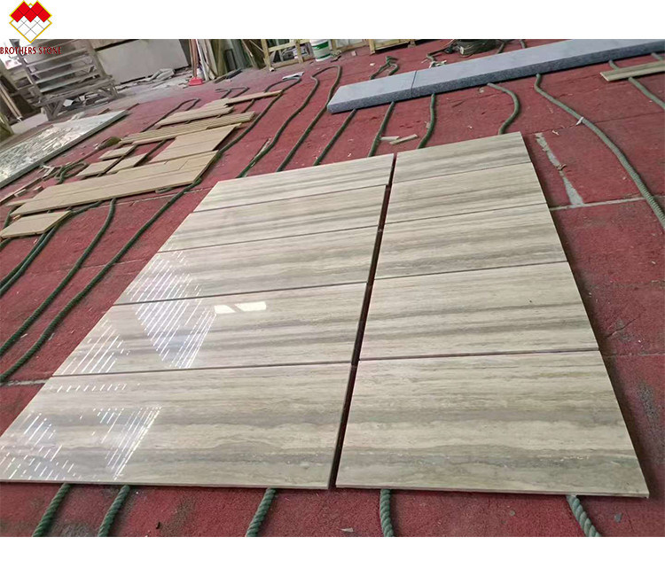 Taille 12x24 pouces Veines grises Travertin beige plancher en bonne forme dans le style de design moderne