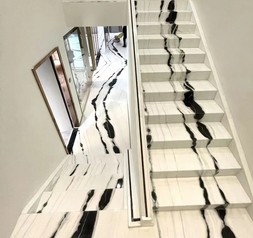 Épaisseur de la lampe LED suivie Panda Escalier en marbre blanc avec pierre naturelle