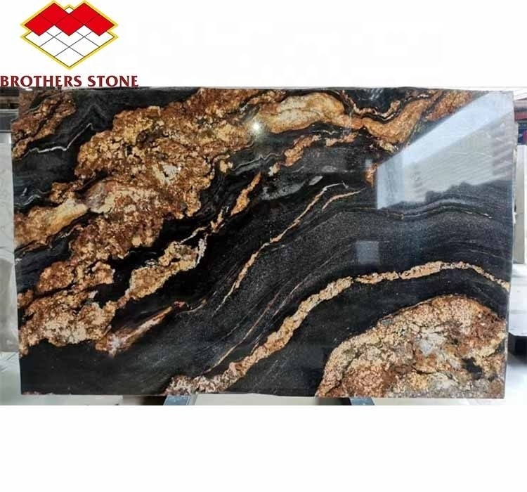 Pierre naturelle polissée or cosmique granit pour table basse et bureaux
