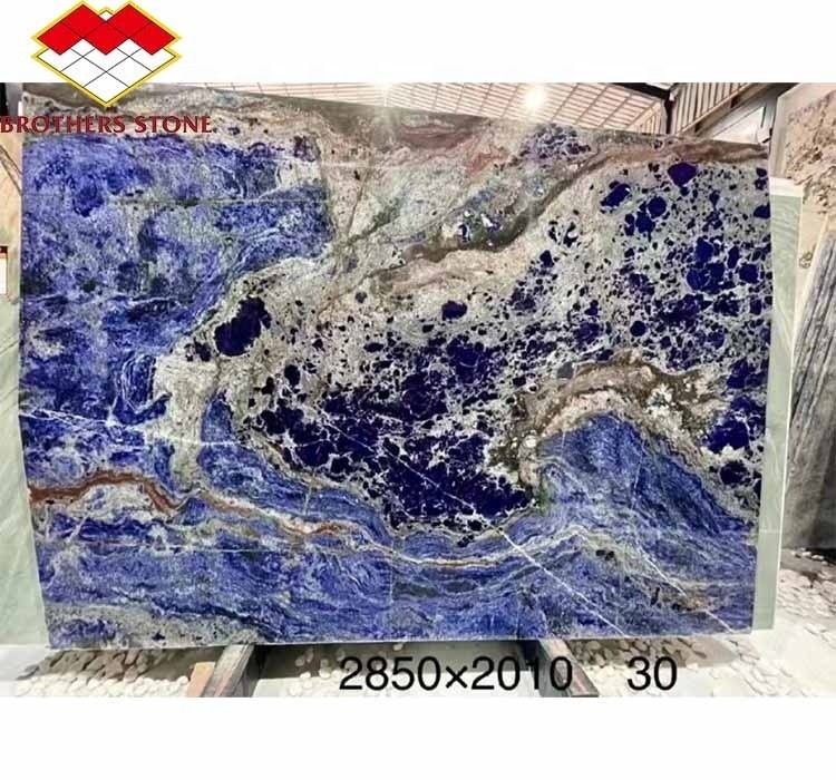Carreaux de marbre de cloisonne poli en pierre bleue moderne pour salle à manger et espace de vie
