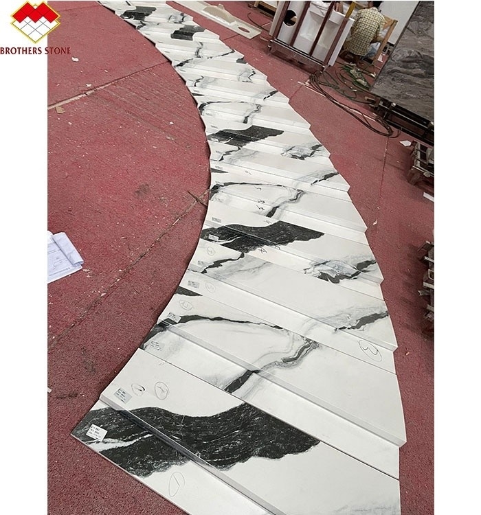 Design d'escalier intérieur de lave-vaisselle personnalisé Carreaux de porcelaine en marbre blanc