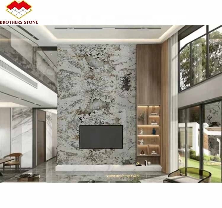 Pierre naturelle Pandore Marbre grande dalle découpé à la taille pour le mur de l'hôtel moderne Villa