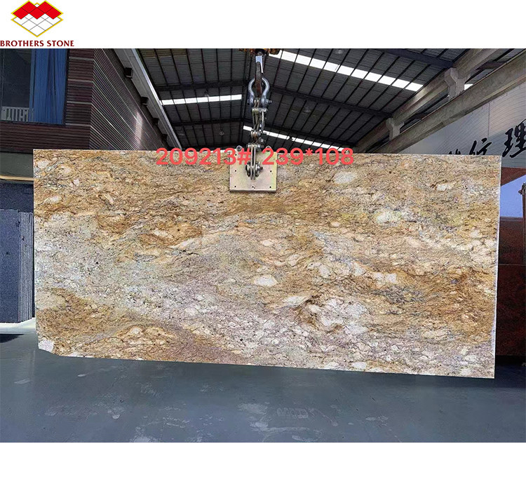 Hôtel de design moderne ornemental Granit blanc avec veines dorées 20 mm Grandes dalles polies