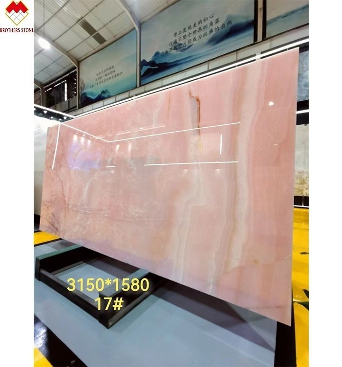 Grande dalle Onyx Marbre étonnant Blanc rose Onyx pierre pour le panneau mural et le dessus de table