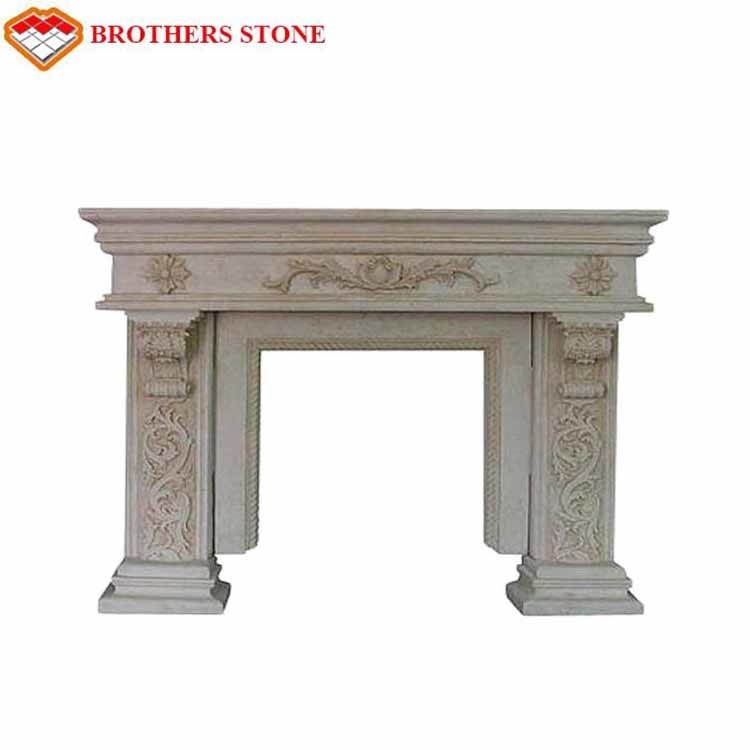 Cheminées en pierre naturelles de couleur beige, foyer de marbre de cheminée de tuile